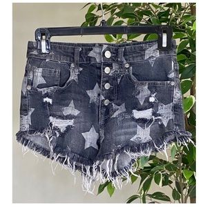 Women’s shorts, Black with stars, Size 2, Stretchy